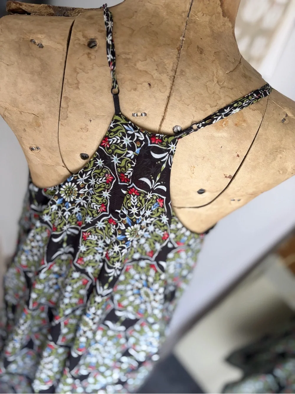 Intimately Free People Black Floral Tile Print V-Neck Cami